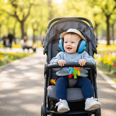 casque anti bruit bébé se promène au parc