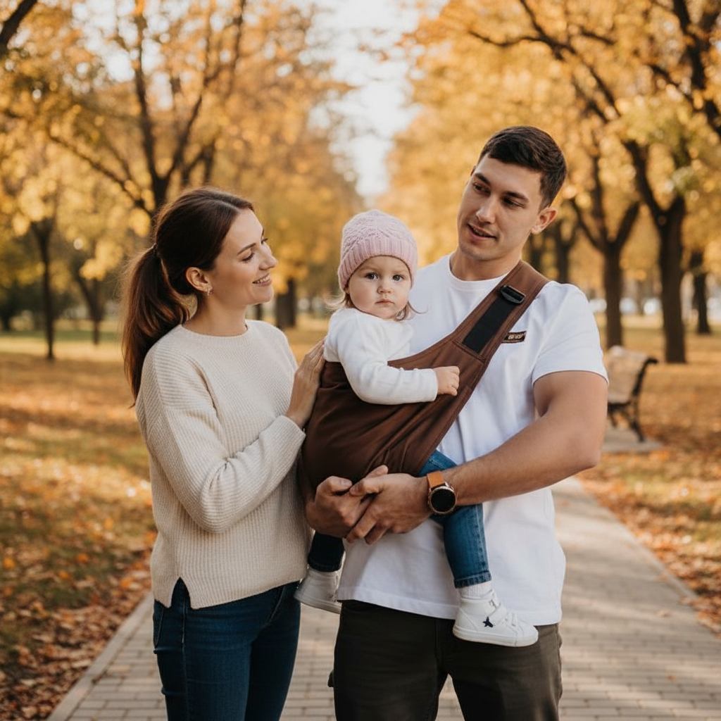Écharpe de portage papa porte bébé confortablement