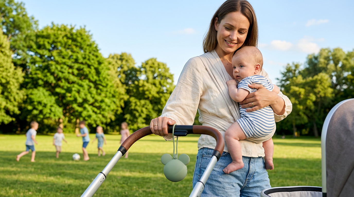boite à sucette accrochée à la poussette