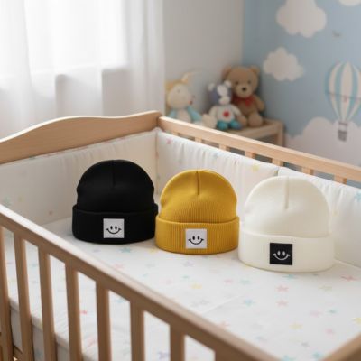 Bonnet bebe en trois couleurs différentes