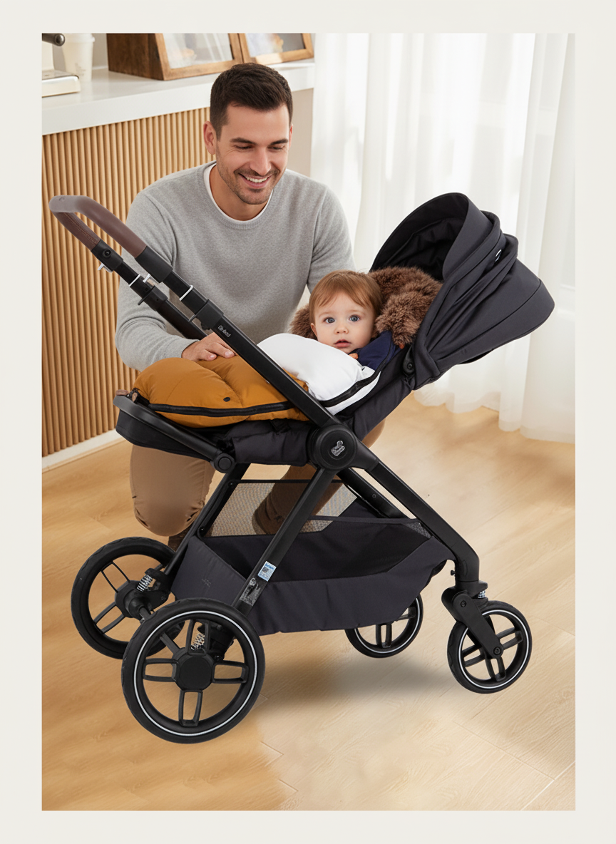 chanceliere bebe avec papa blotti confortablement
