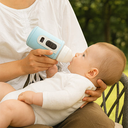 Chauffe-biberon portable bébé et maman au parc