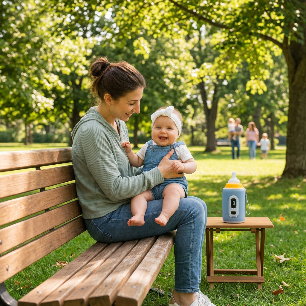 Chauffe-biberon portable bleu parc