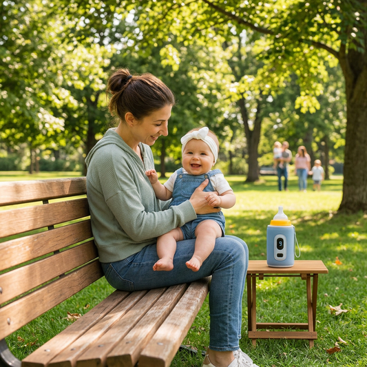 Chauffe-biberon portable bleu parc