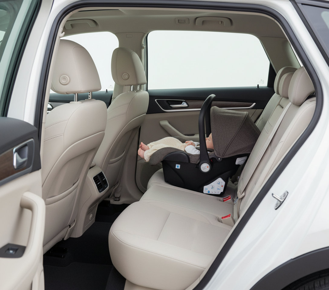 bébé endormi dans le siège auto de sa poussette bébé 3 en 1