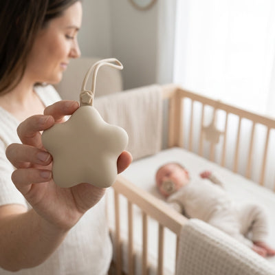 bébé dort et maman range sa tétine dans la Boite a tetine