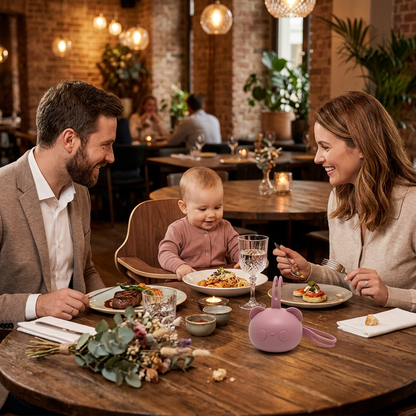 boite à tétine en forme d'ours posée sur la table du restaurent