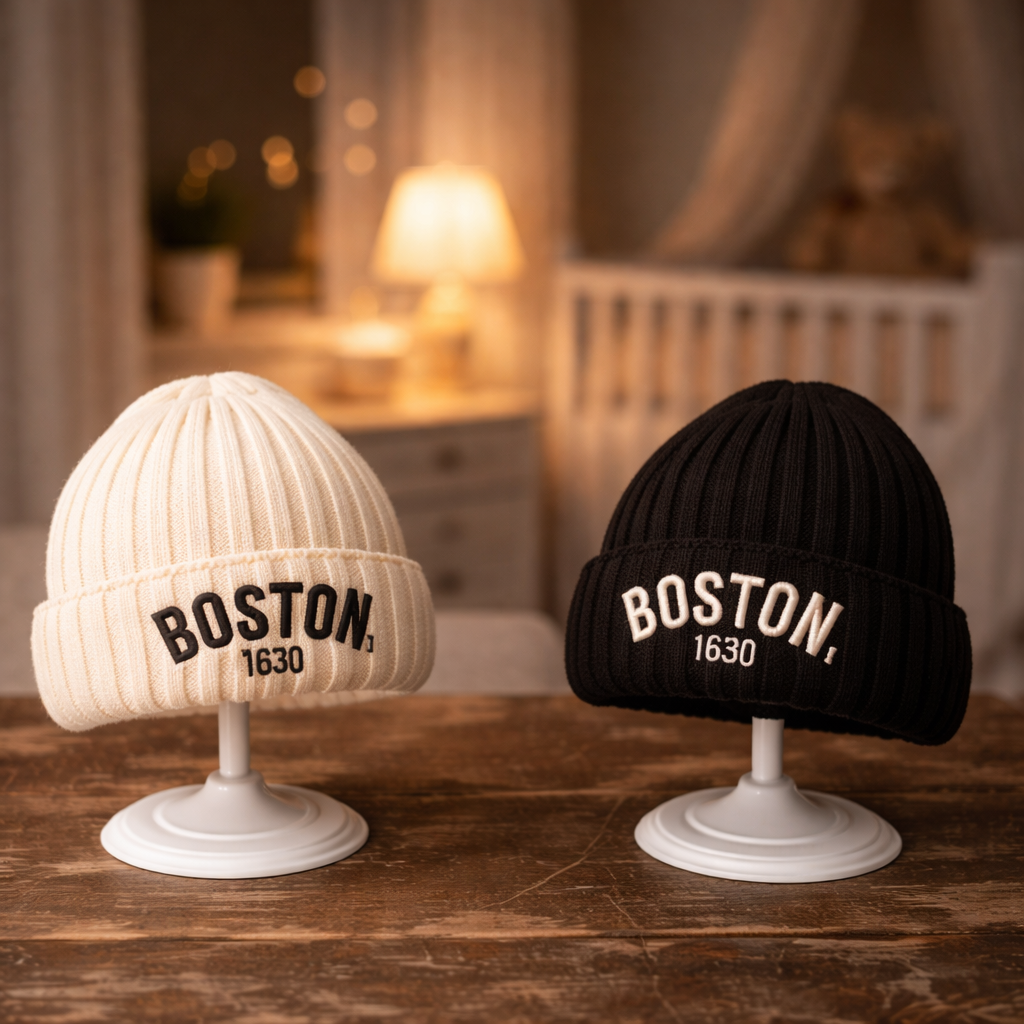 bonnet bebe beige et noir