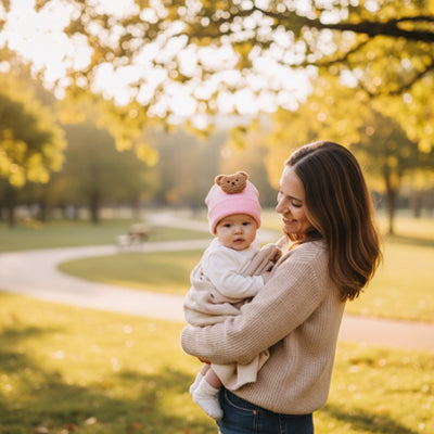 bébé porte son bonnet bébé doux