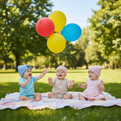 les enfants portent leur bonnet bebe avec smiley