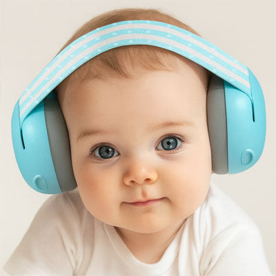 casque anti bruit bébé qui regarde le monde