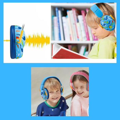 Casque anti-bruit enfant lit tranquillement malgré le bruit