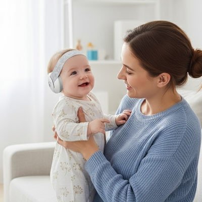 Casque anti bruit pour bebe dans le salon