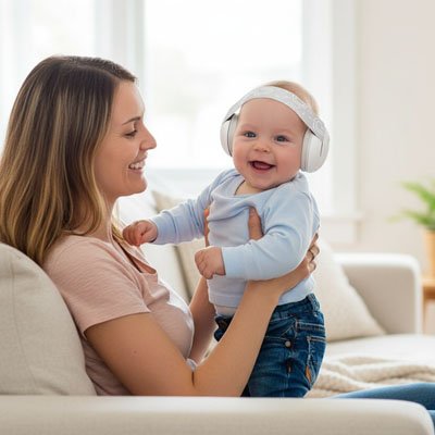 Casque anti bruit pour bebe heureux