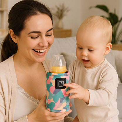 chauffe biberon nomade bébé ébloui par ses jolis motifs