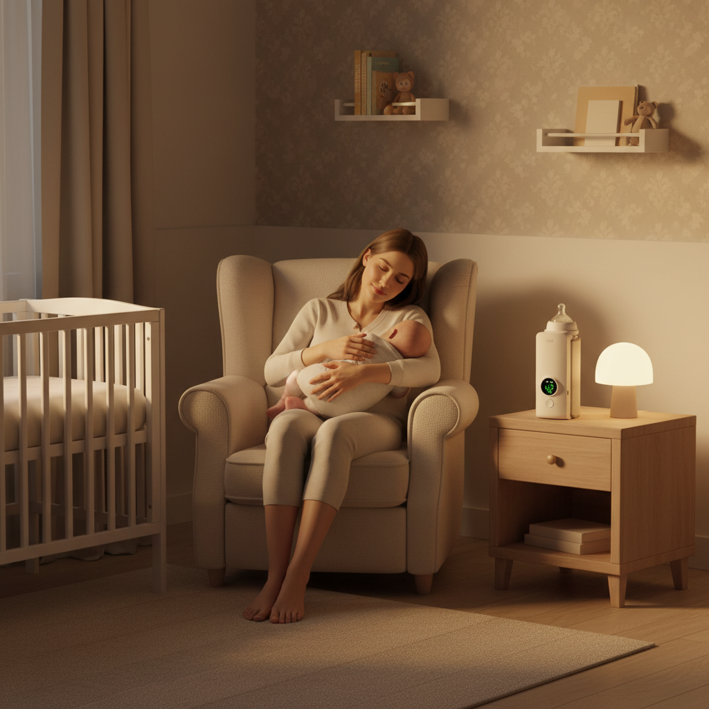 chauffe biberon portable dans la chambre de bébé la nuit