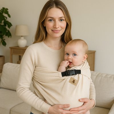 echarpe de portage maman porte bébé qui fait ses premières dents