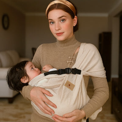 Echarpe de portage maman porte bébé confortabelemnt allongé