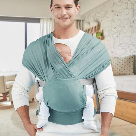 écharpe de portage verte papa porte bébé