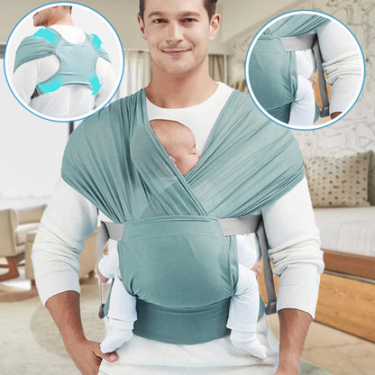 écharpe de portage avec papa qui porte bébé