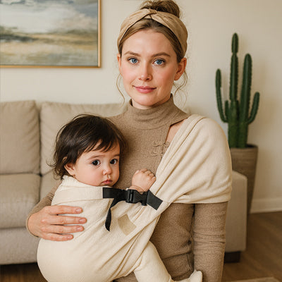 Echarpe de portage maman porte bébé contre elle en douceur