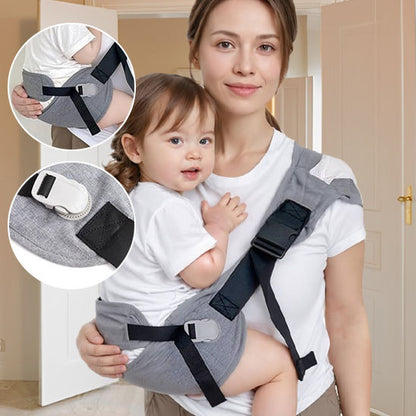 écharpe de portage bébé grise avec maintien de bébé confortable