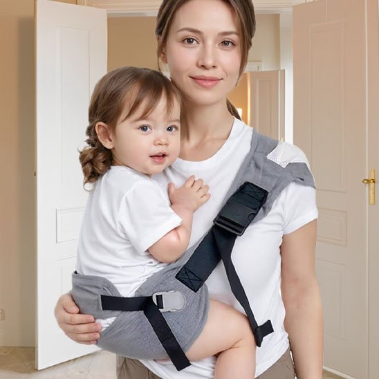 écharpe de portage bébé grise heureux avec maman