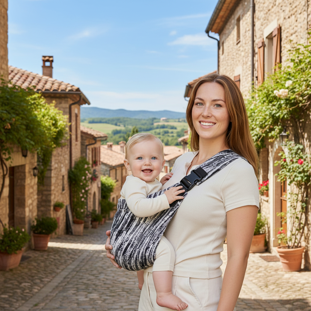 Echarpe de portage bébé porté par maman dans un cocon de douceur