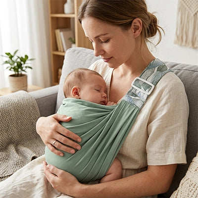 bébé confortablement endormi dans son echarpe de portage