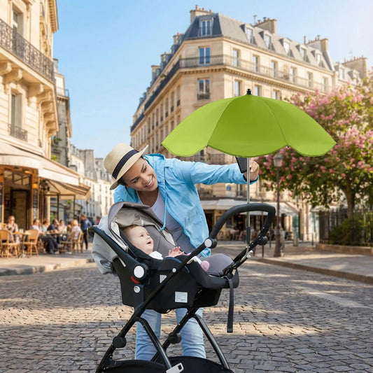 Ombrelle poussette bébé et maman à paris