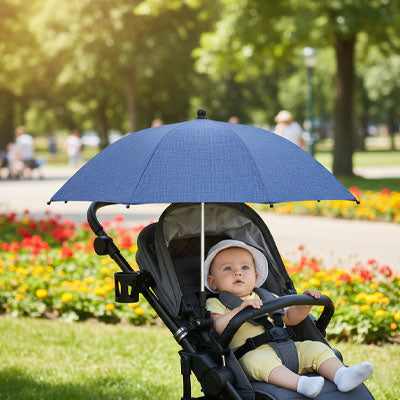 Ombrelle pour poussette ajustable selon l'orientation du soleil