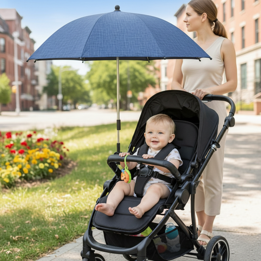 Ombrelle pour poussette en promenade avec maman au parc