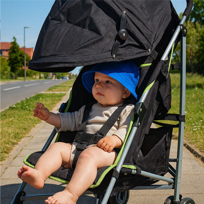 Protection optimale de bébé sous son Pare soleil poussette