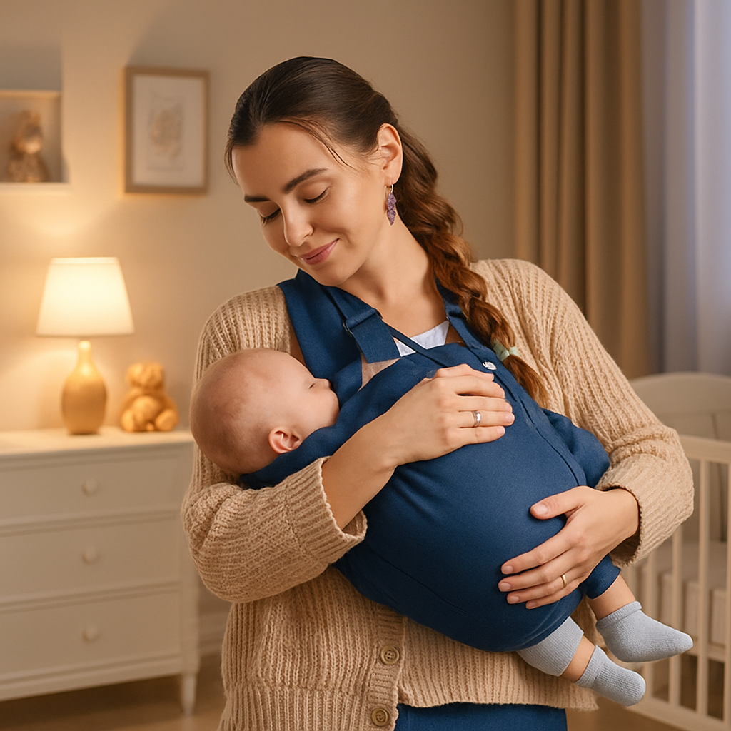 porte bébé endormi dans les bras de maman