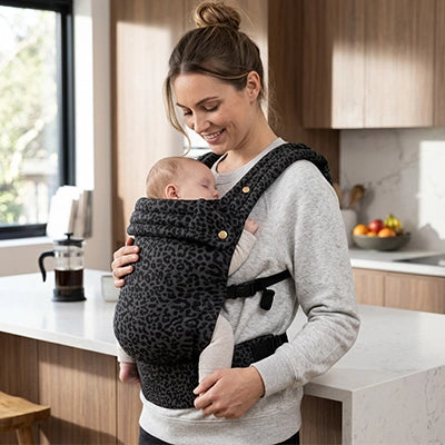maman porte son bébé endormi dans son porte bébé koala