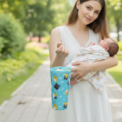 porte biberon bleu pour garder le biberon de bébé à bonne température