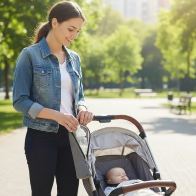 porte biberon isotherme maman et bébé en promenade