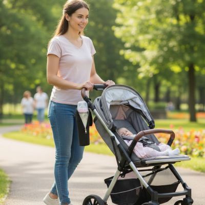 porte biberon isotherme maman et bébé en promenade