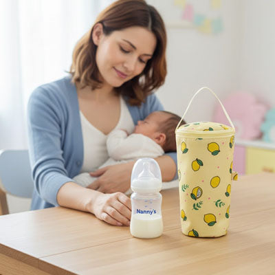 porte biberon jaune pour garder le biberon de bébé à bonne température alors qu'il est endormi