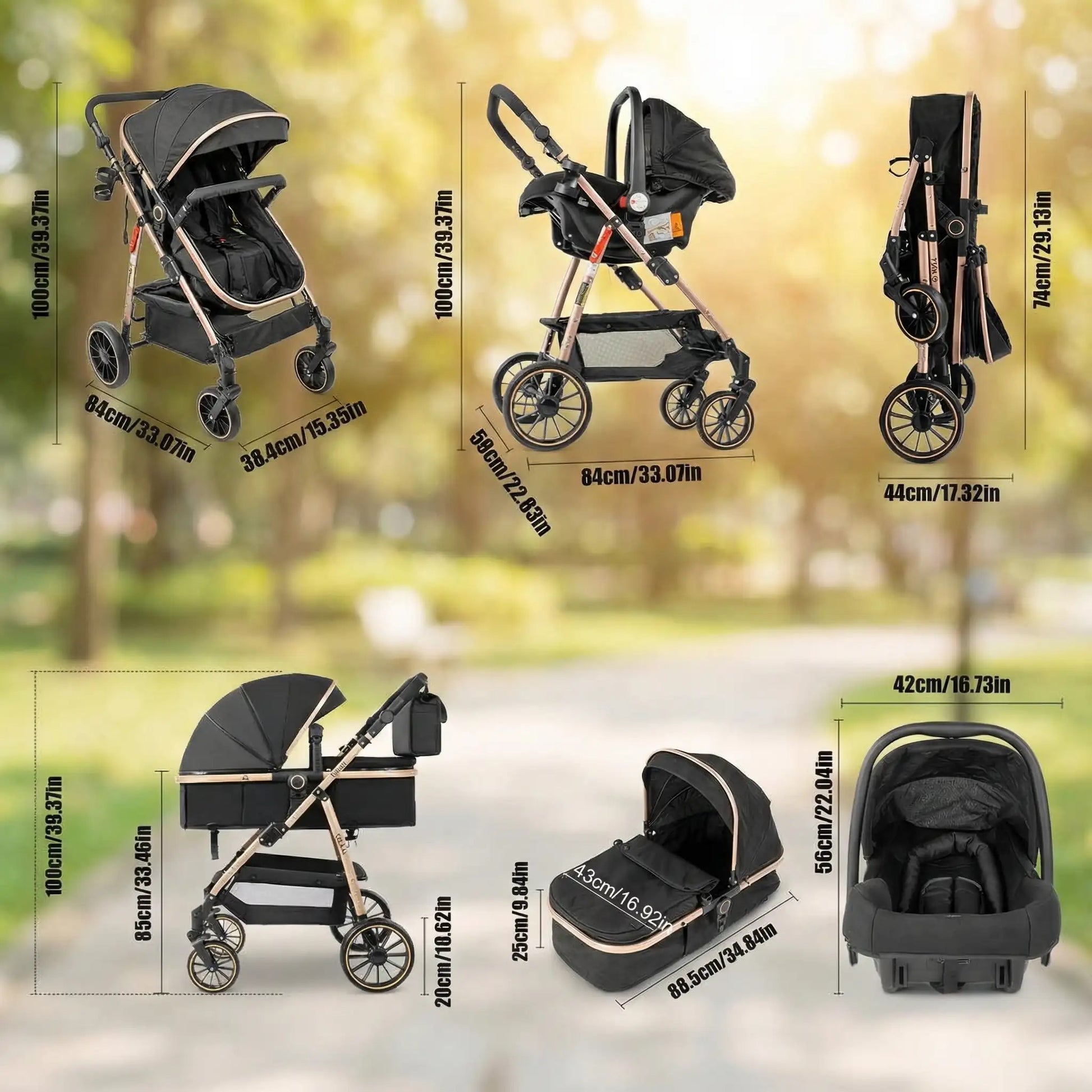 Dimensions de la poussette 3 en 1