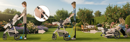 Pliage et rangement facile de la poussette 3 en 1