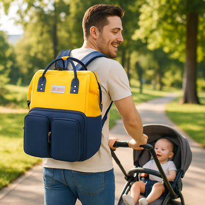 sac a langer bebe en balade avec papa